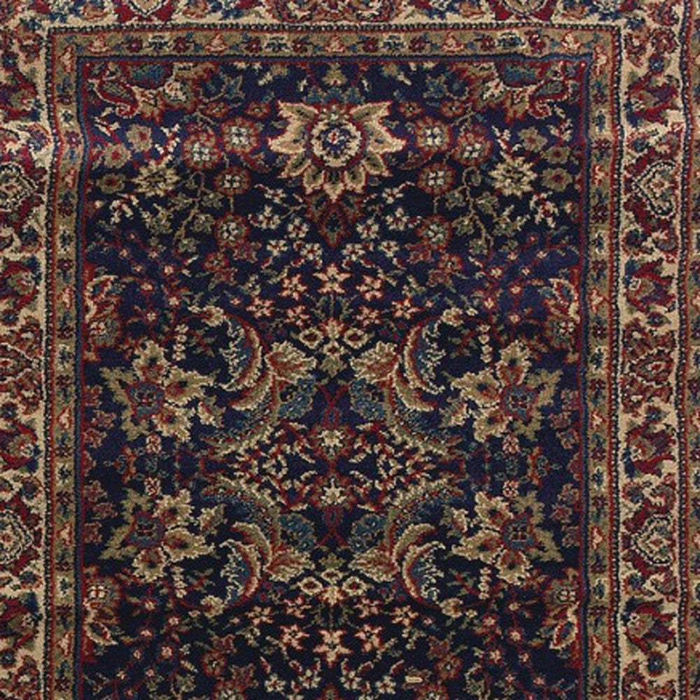 9' Blue And Red Oriental Runner Rug-3