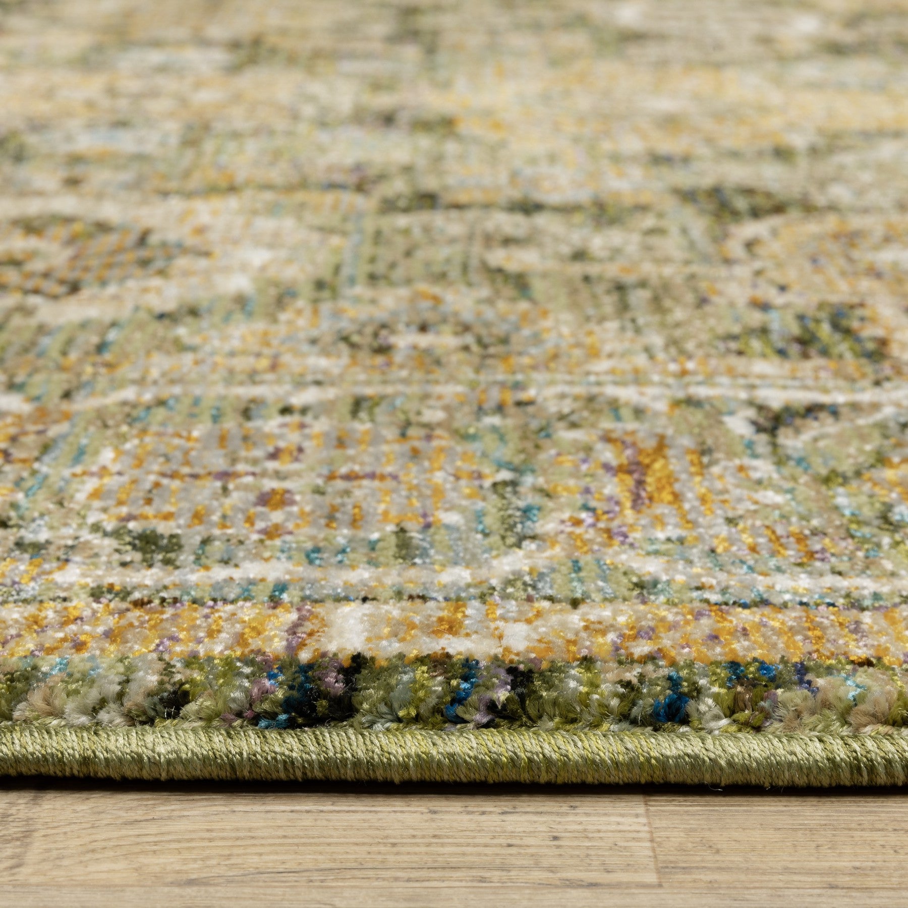 12' Green And Gold Oriental Runner Rug-5