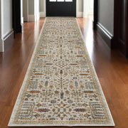 12' Ivory And Gold Oriental Runner Rug-0