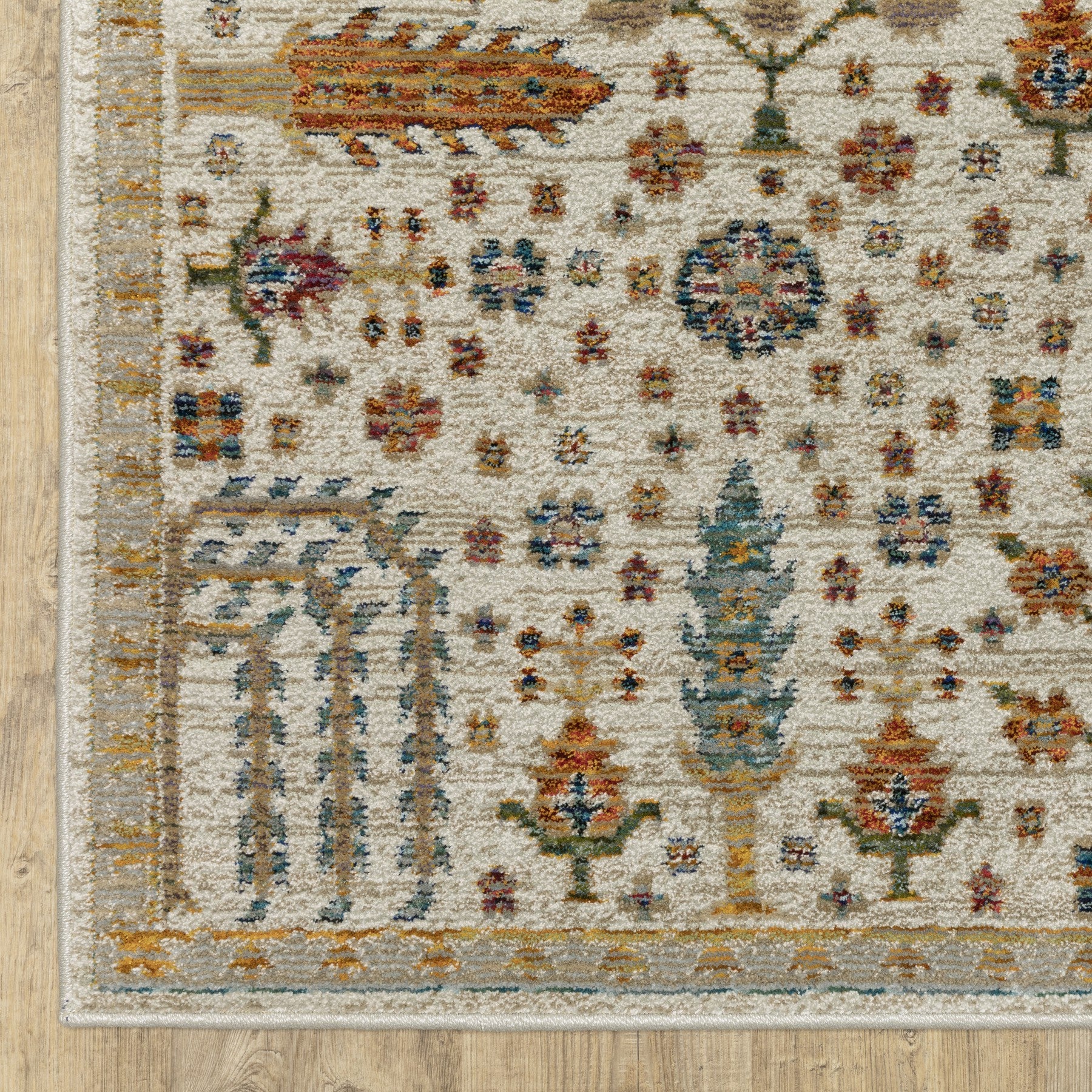 12' Ivory And Gold Oriental Runner Rug-6