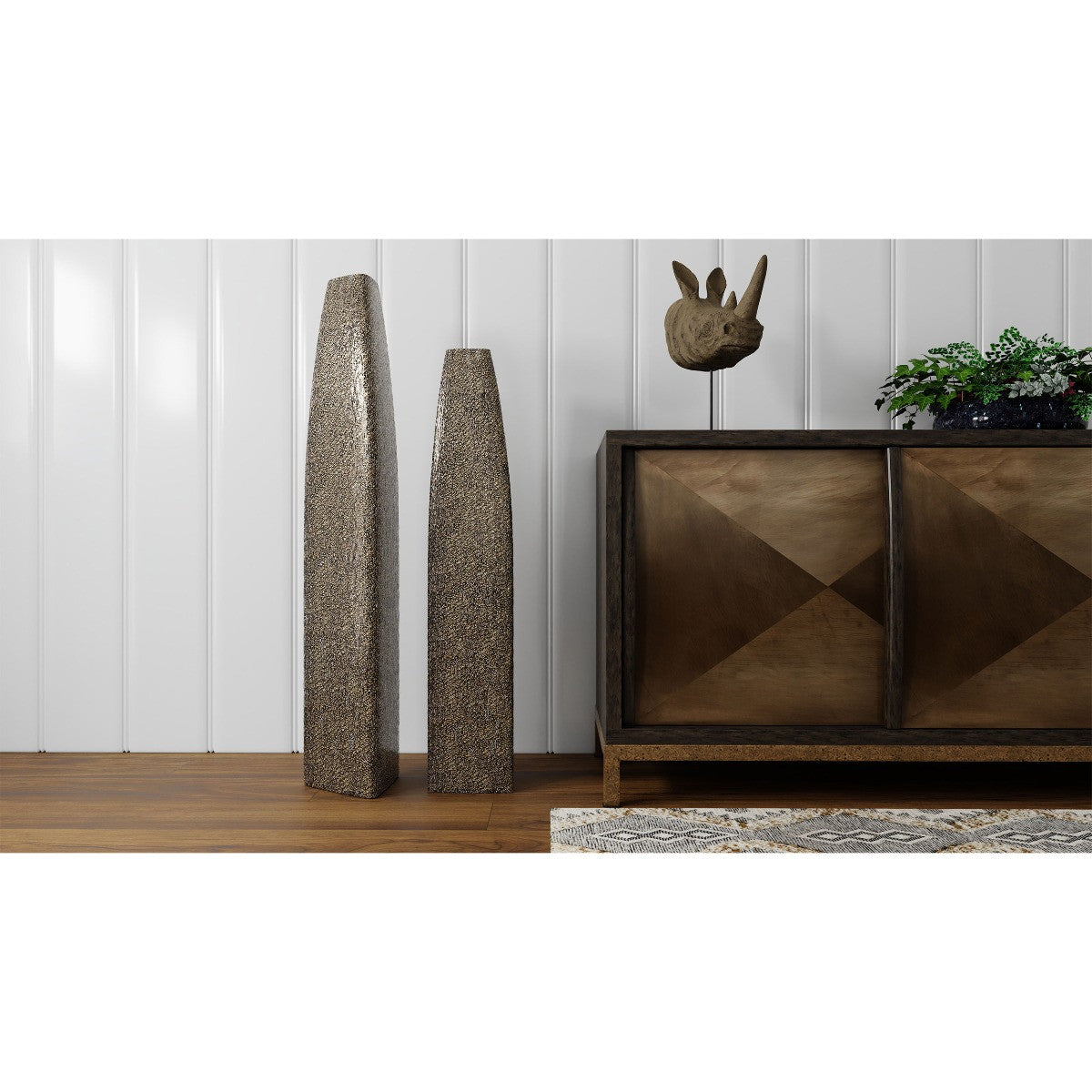 47" Gold Tapered Ceramic Floor Vase-Vases-DECOROLALA