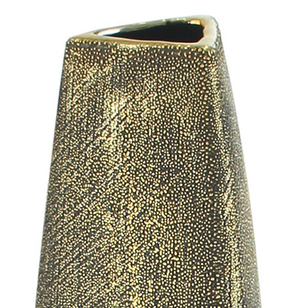 47" Gold Tapered Ceramic Floor Vase-Vases-DECOROLALA