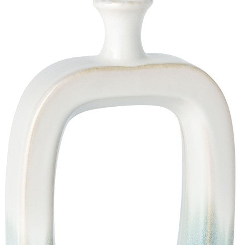 14" Aqua And White Ombre Ceramic Table Vase-Vases-DECOROLALA