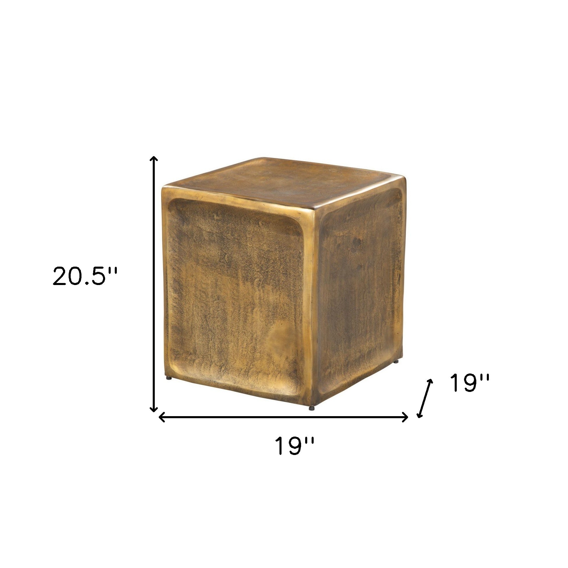 Set of Two Black Silver And Antiqued Brass Aluminum Square Block End Tables-End-Side Tables-DECOROLALA