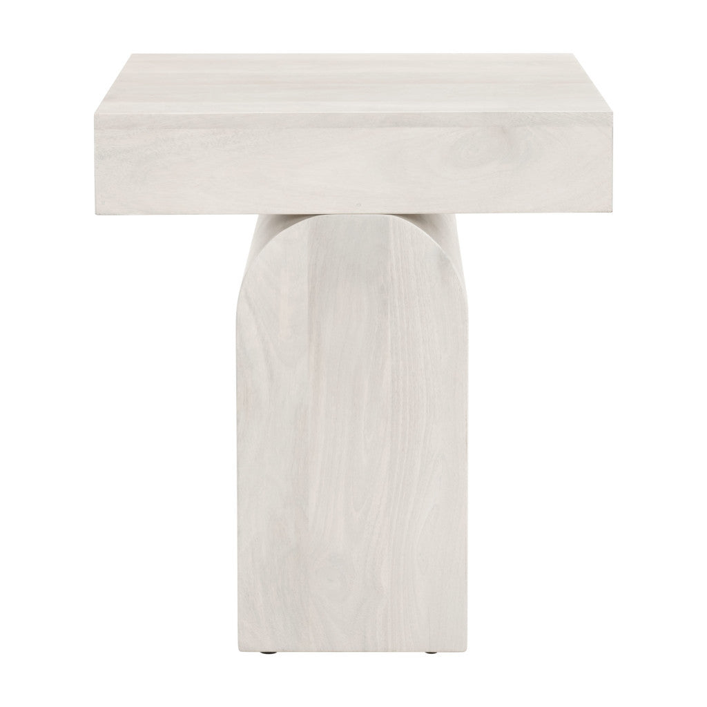 22" Natural Solid Wood Square Pedestal End Table-End-Side Tables-DECOROLALA