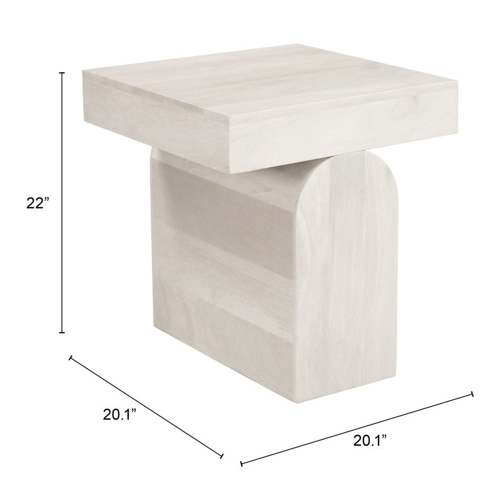 22" Natural Solid Wood Square Pedestal End Table-End-Side Tables-DECOROLALA