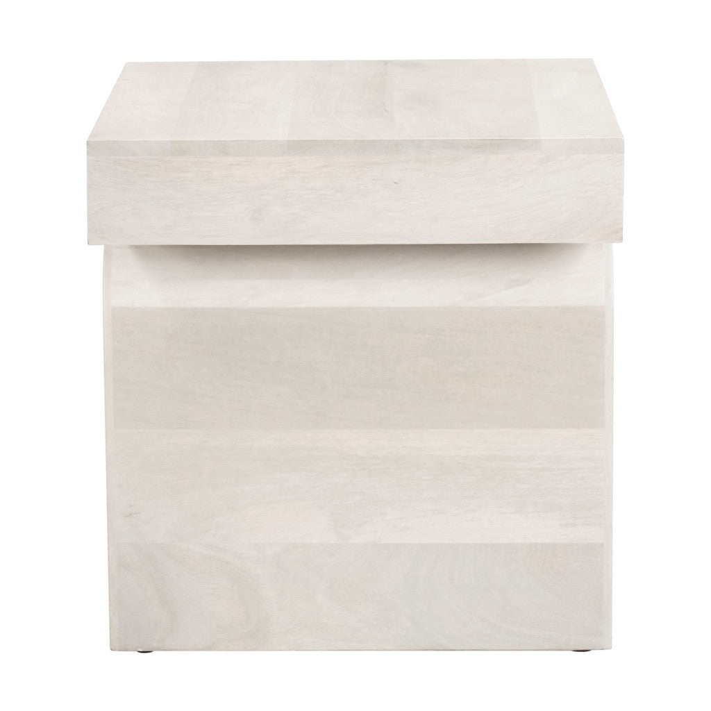 22" Natural Solid Wood Square Pedestal End Table-End-Side Tables-DECOROLALA