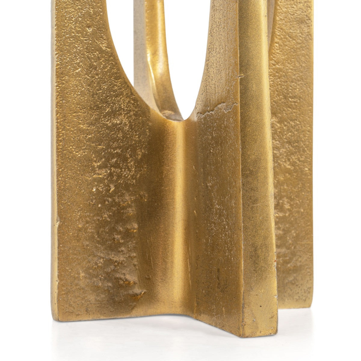 16" Gold Distressed Aluminum Geometric Tabletop Pillar Candle Holder-Candle Holders-DECOROLALA