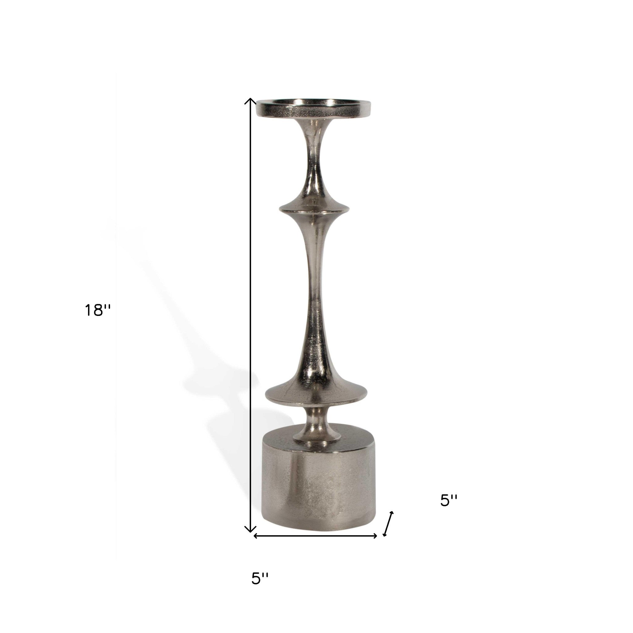 18" Silver Distressed Geometric Metal Tabletop Candle Holder-Candle Holders-DECOROLALA