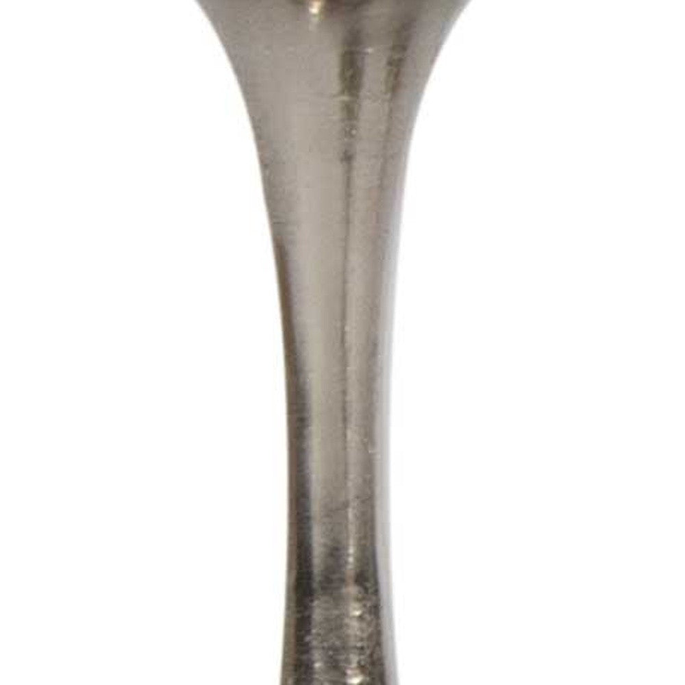 18" Silver Distressed Geometric Metal Tabletop Candle Holder-Candle Holders-DECOROLALA
