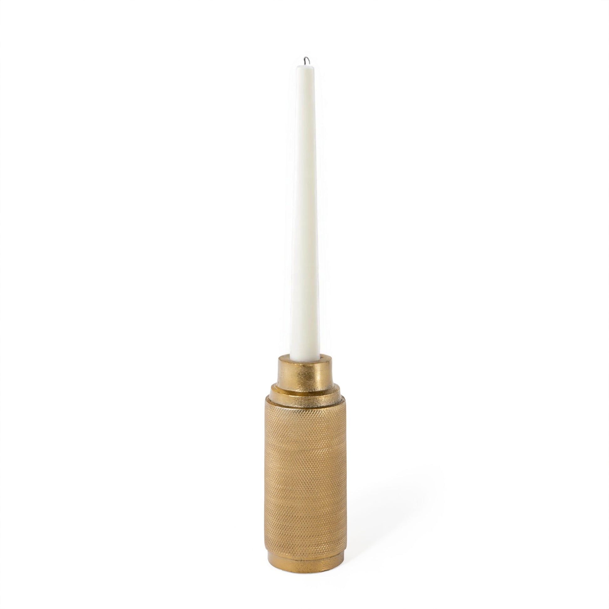 5" Gold Distressed Aluminum Tabletop Taper Candle Holder-Candle Holders-DECOROLALA