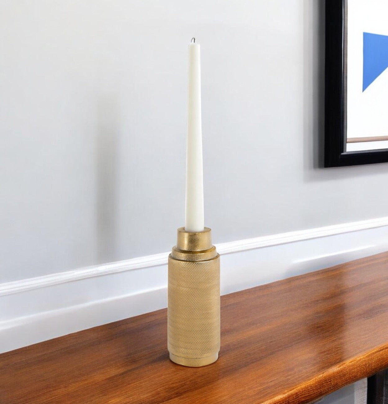 5" Gold Distressed Aluminum Tabletop Taper Candle Holder-Candle Holders-DECOROLALA