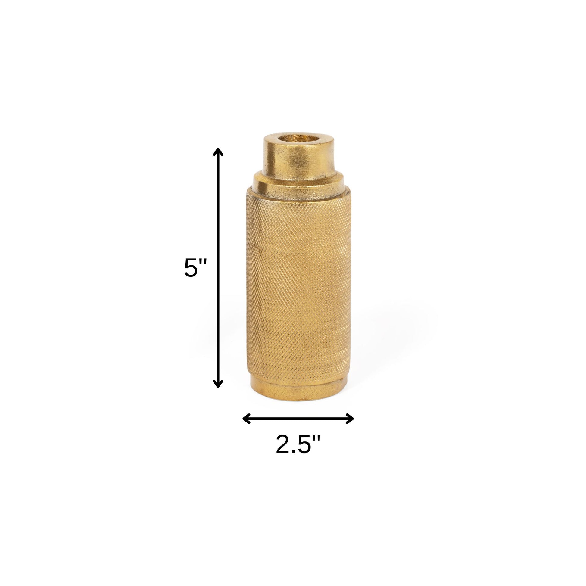 5" Gold Distressed Aluminum Tabletop Taper Candle Holder-Candle Holders-DECOROLALA