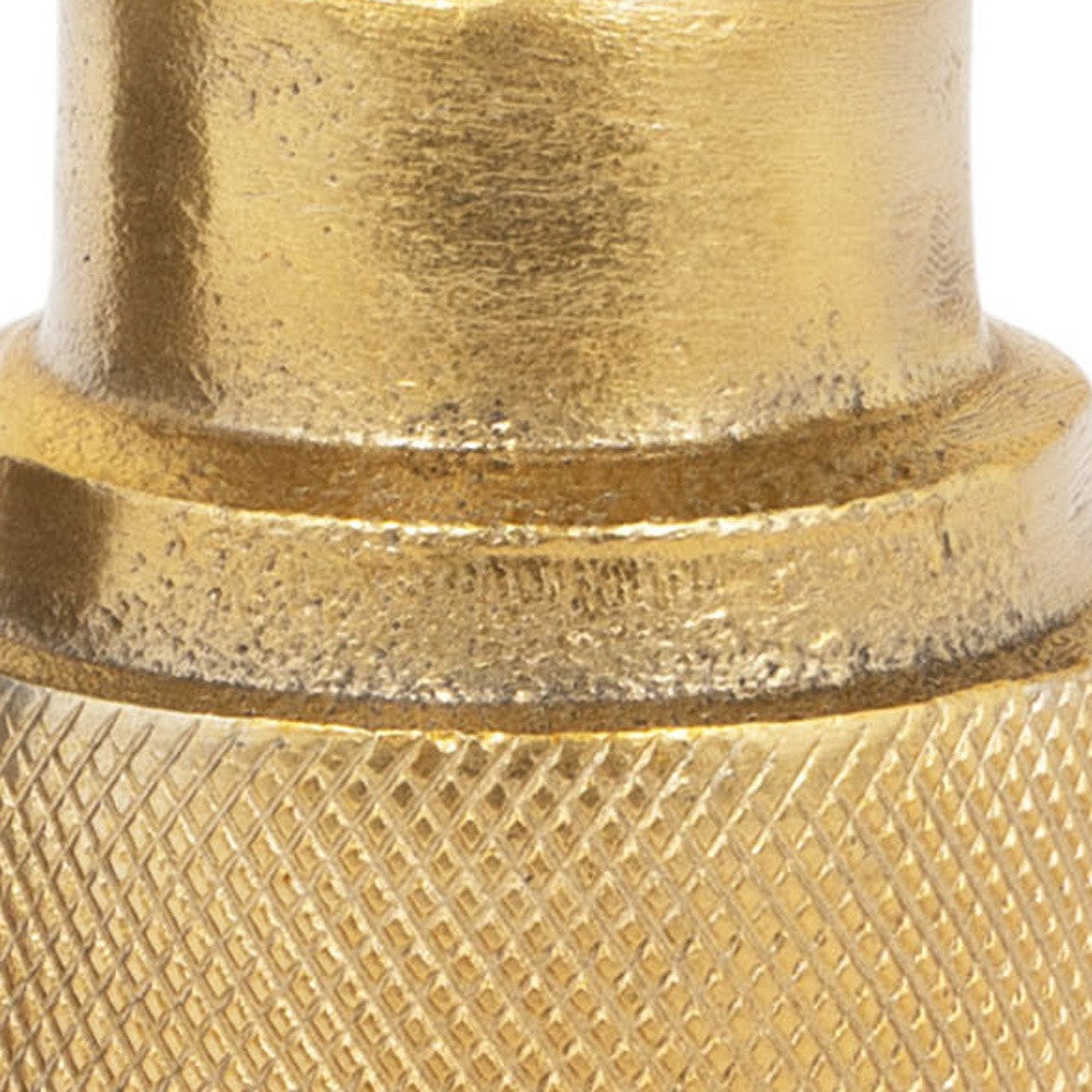 5" Gold Distressed Aluminum Tabletop Taper Candle Holder-Candle Holders-DECOROLALA