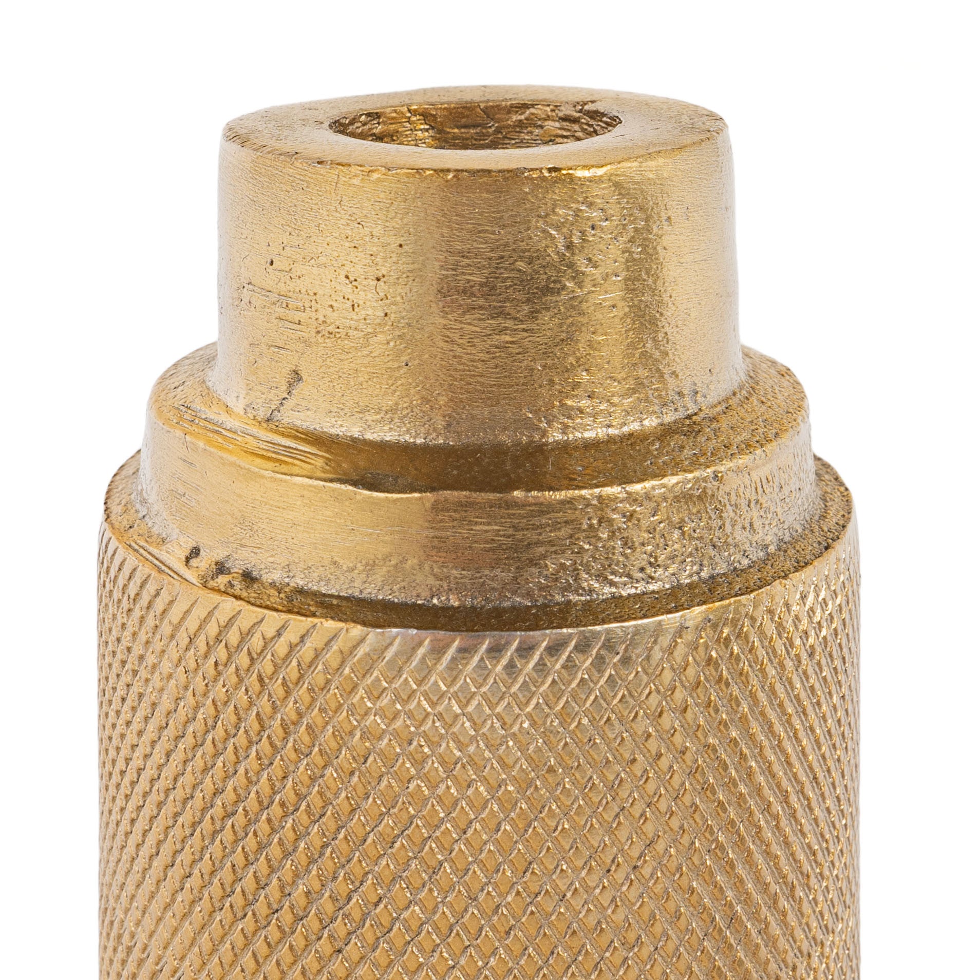 5" Gold Distressed Aluminum Tabletop Taper Candle Holder-Candle Holders-DECOROLALA
