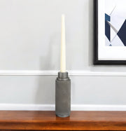 7" Gray Distressed Aluminum Geometric Tabletop Taper Candle Holder-Candle Holders-DECOROLALA