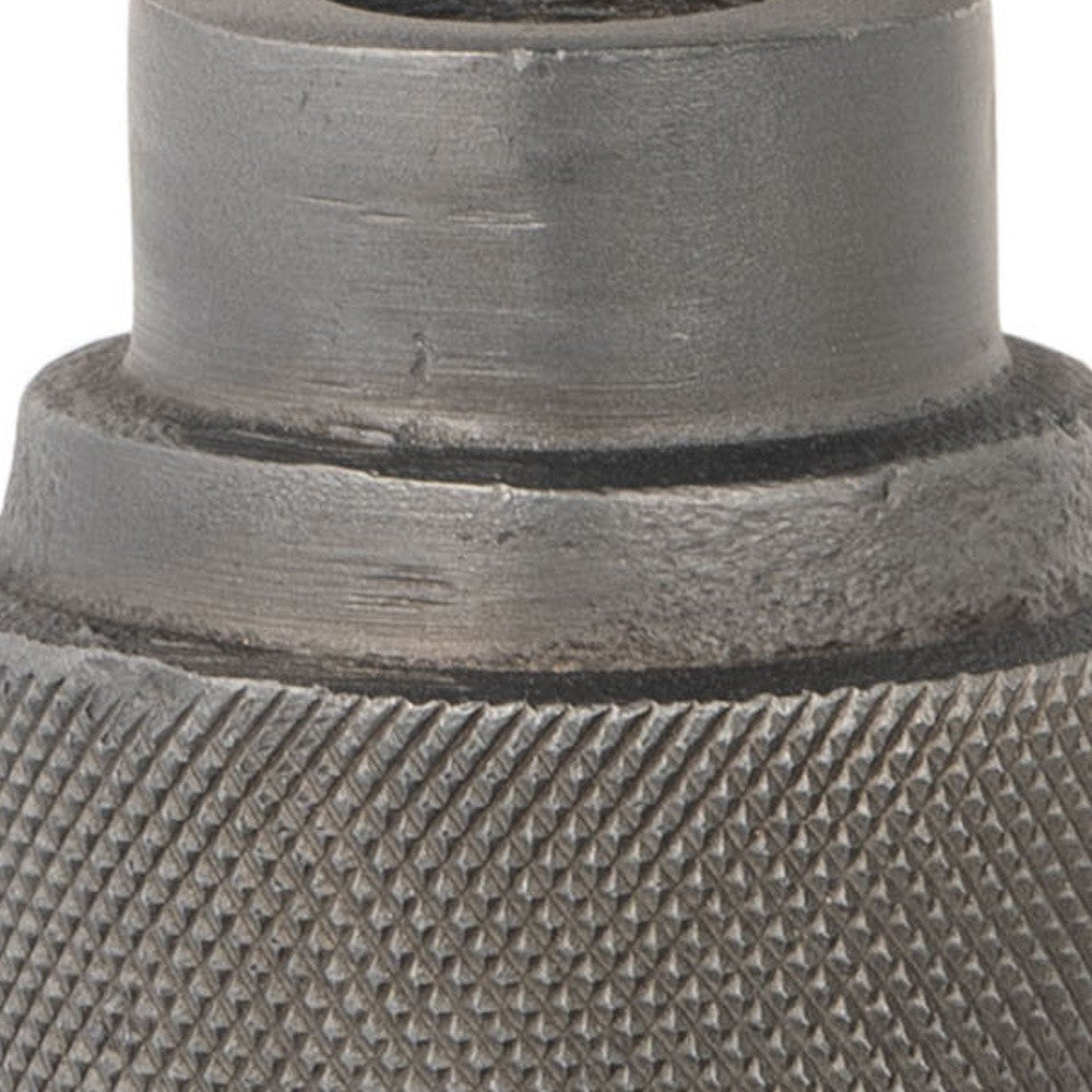 7" Gray Distressed Aluminum Geometric Tabletop Taper Candle Holder-Candle Holders-DECOROLALA