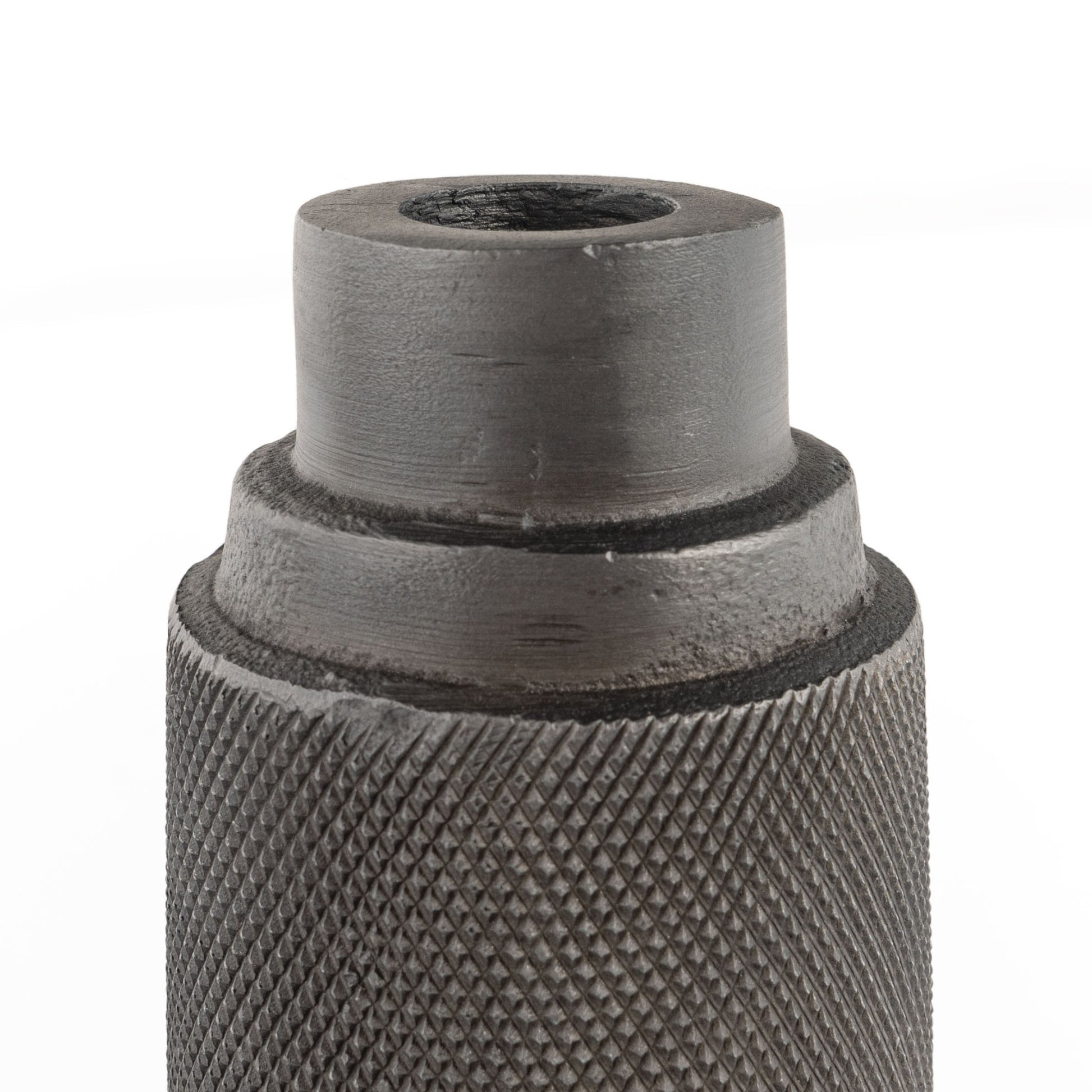 7" Gray Distressed Aluminum Geometric Tabletop Taper Candle Holder-Candle Holders-DECOROLALA