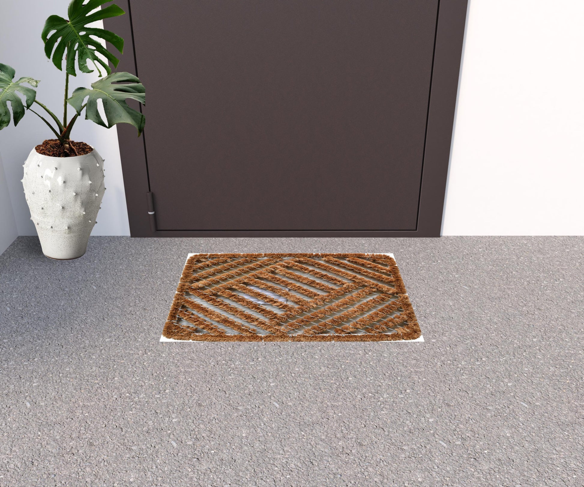 16" X 24" Brown Coir Geometric Outdoor Door Mat-1