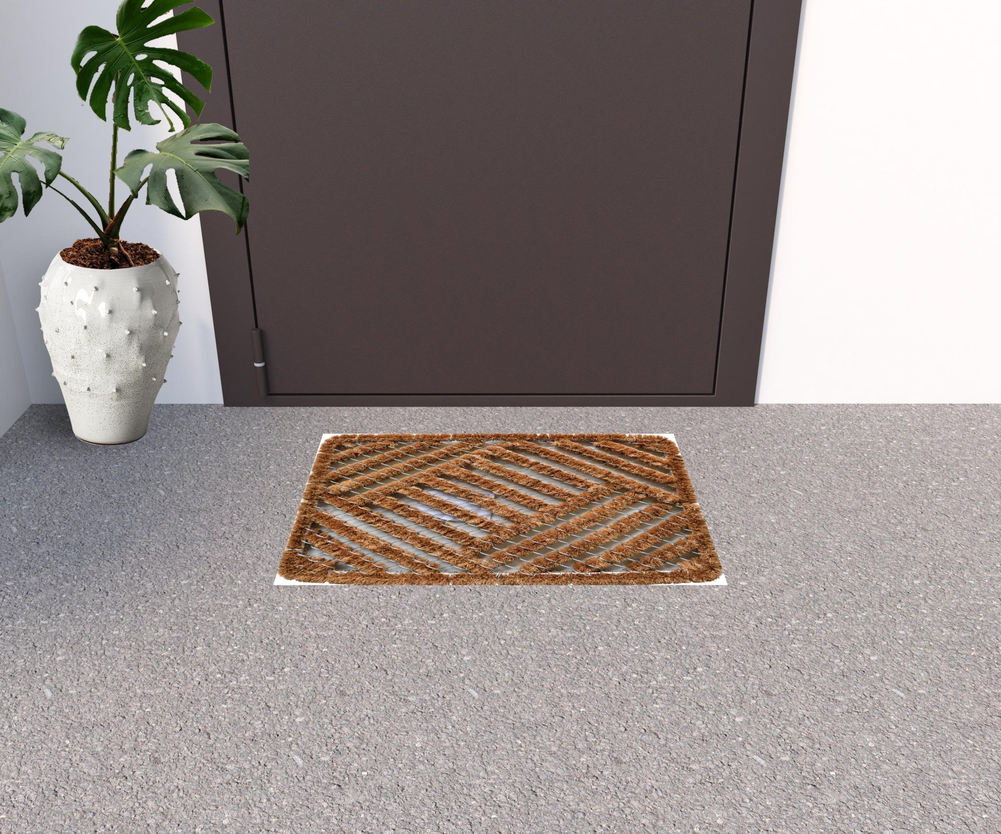 16" X 24" Brown Coir Geometric Outdoor Door Mat-1