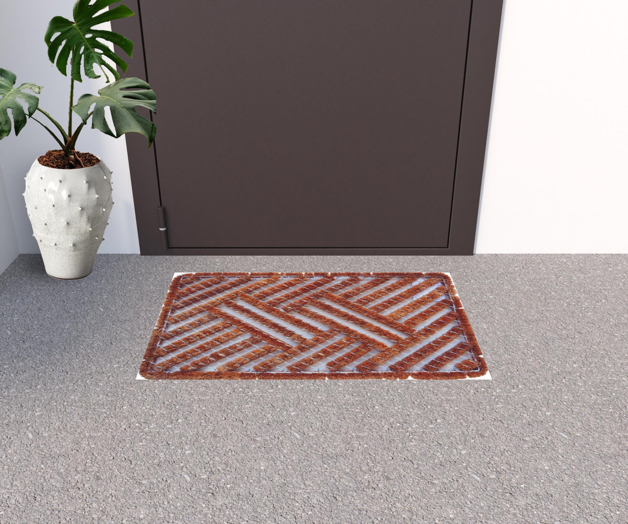 18" X 30" Brown Coir Geometric Outdoor Door Mat-1