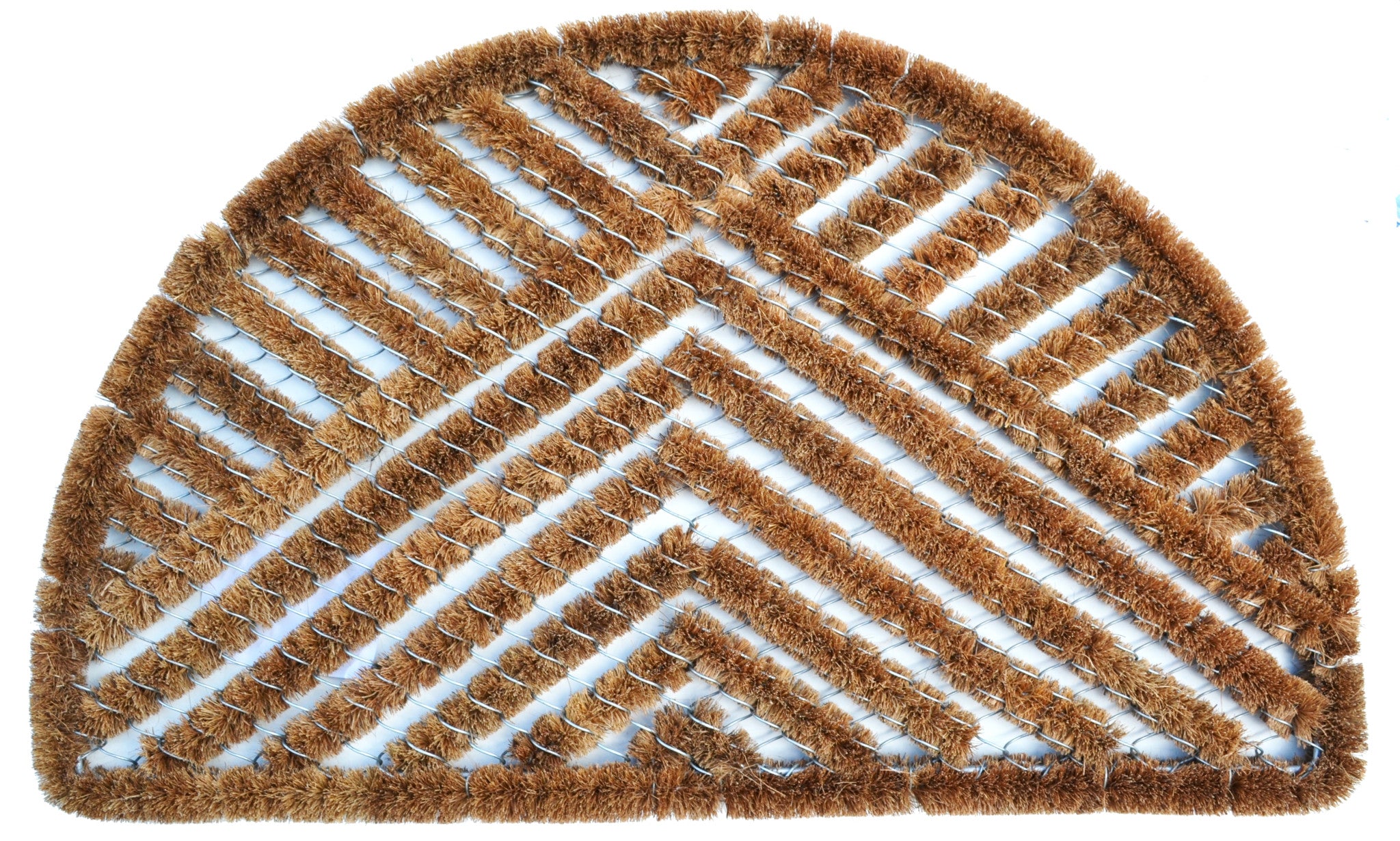 18" X 30" Brown Coir Geometric Outdoor Semi Circle Door Mat-1