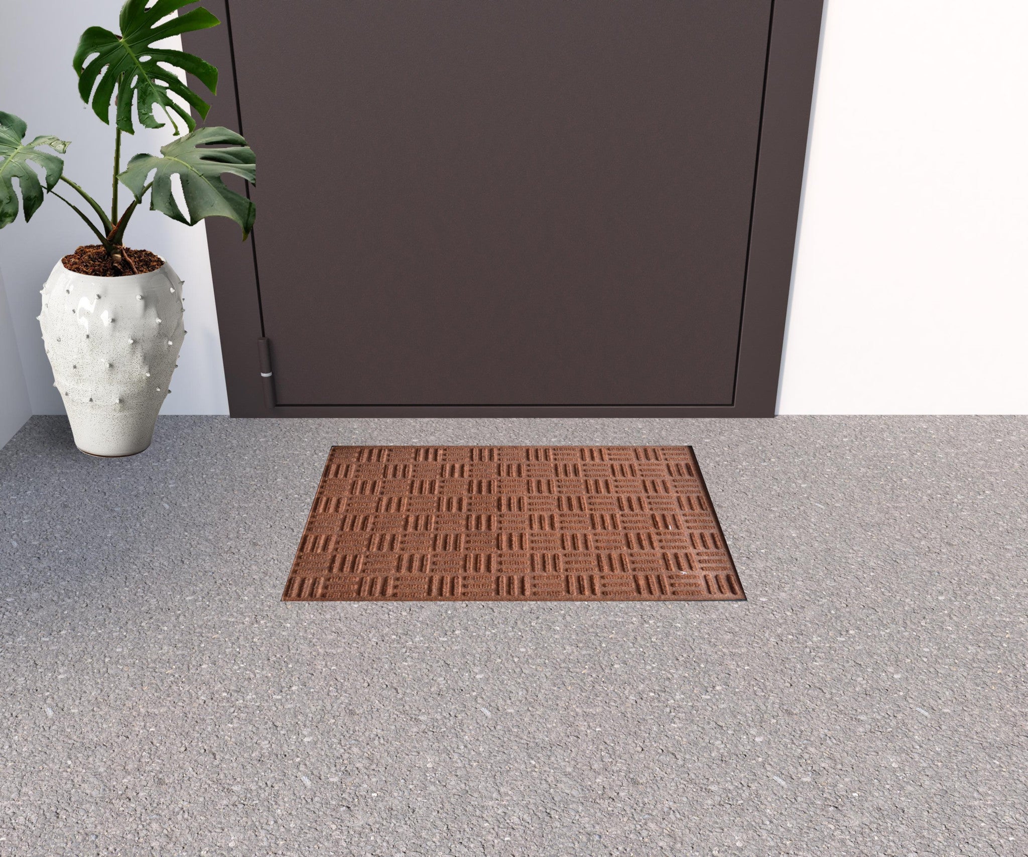 16" X 24" Brown Synthetic Fiber Abstract Outdoor Door Mat-1