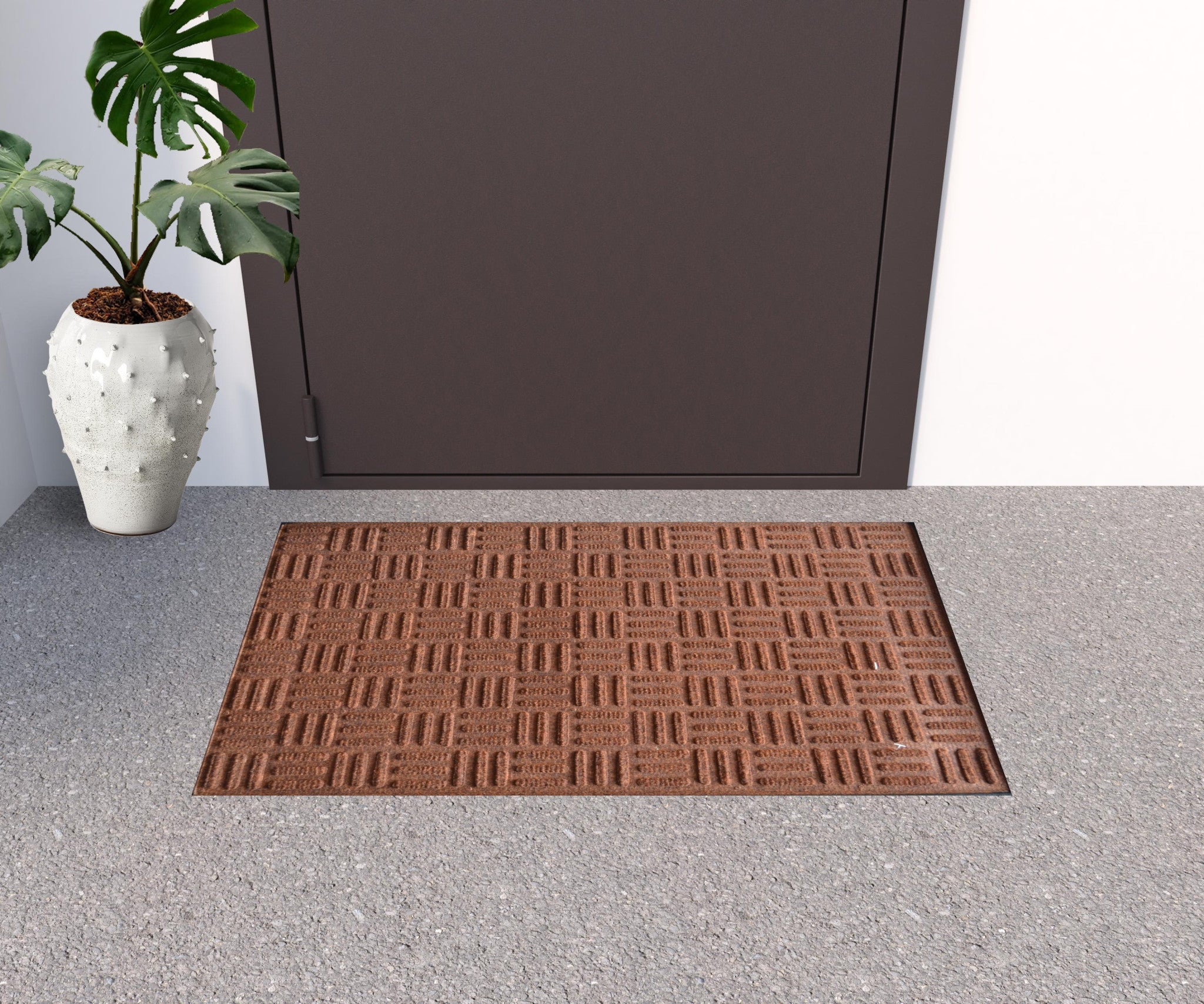 24" X 36" Brown Synthetic Fiber Abstract Outdoor Door Mat-1
