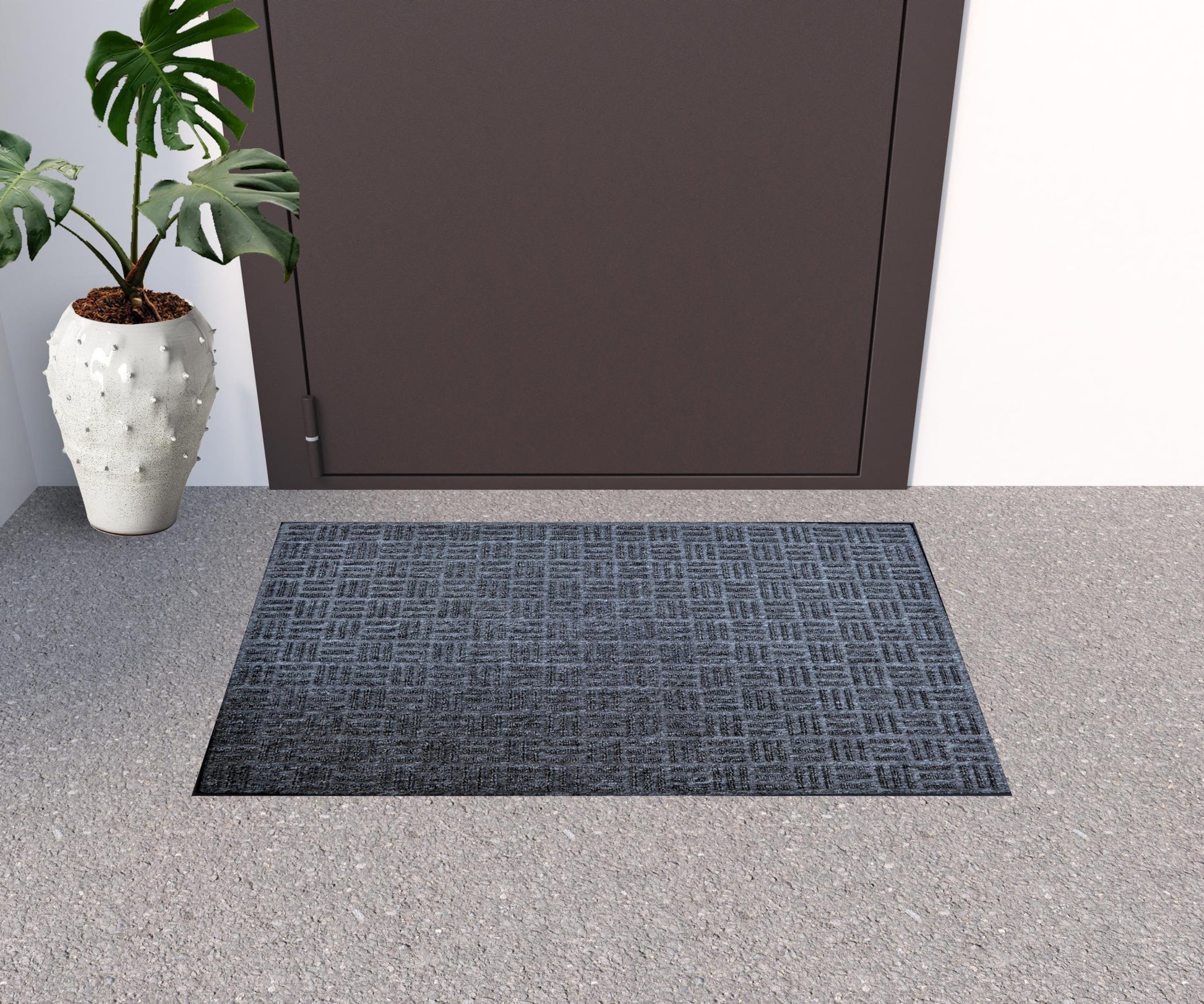 24" X 36" Gray Synthetic Fiber Abstract Outdoor Door Mat-1