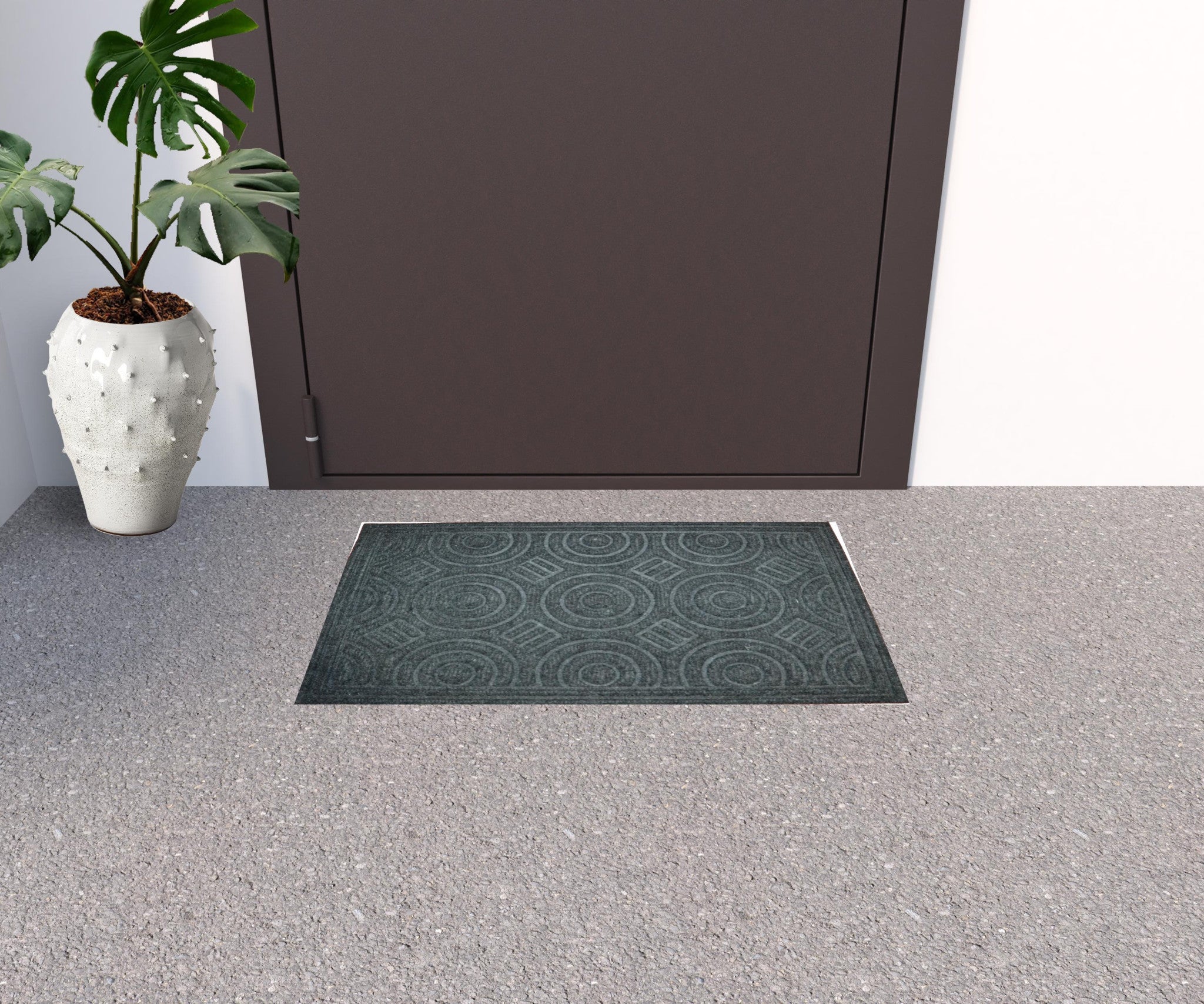 16" X 27" Gray Synthetic Fiber Abstract Outdoor Door Mat-1