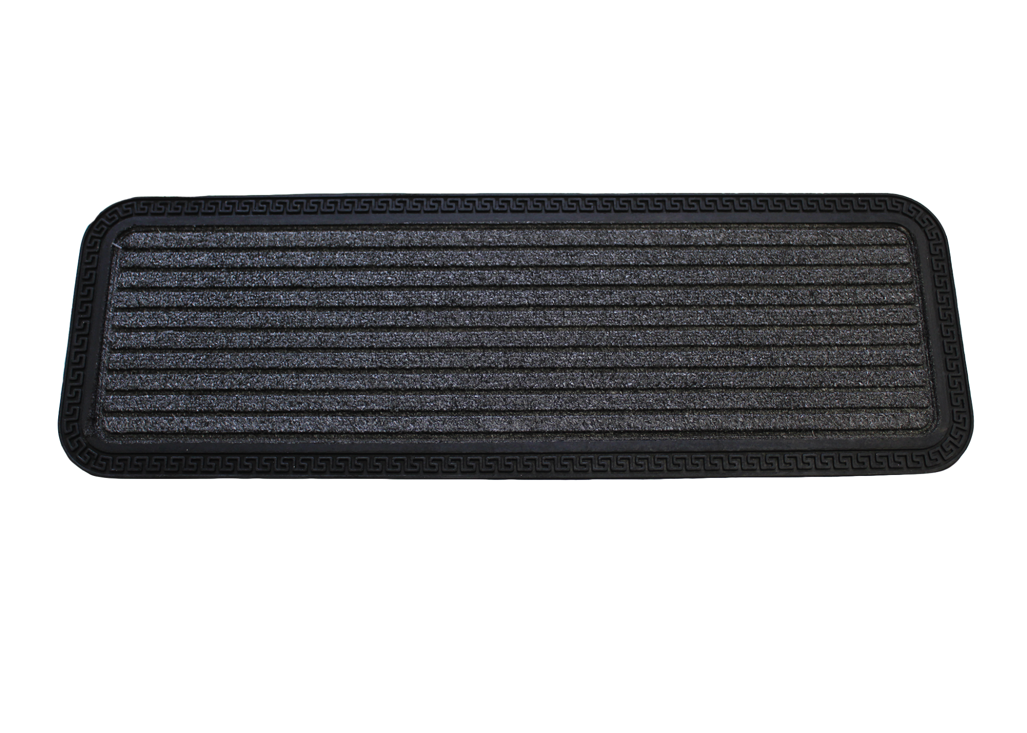 10" X 30" Gray Synthetic Fiber Striped Outdoor Door Mat-3