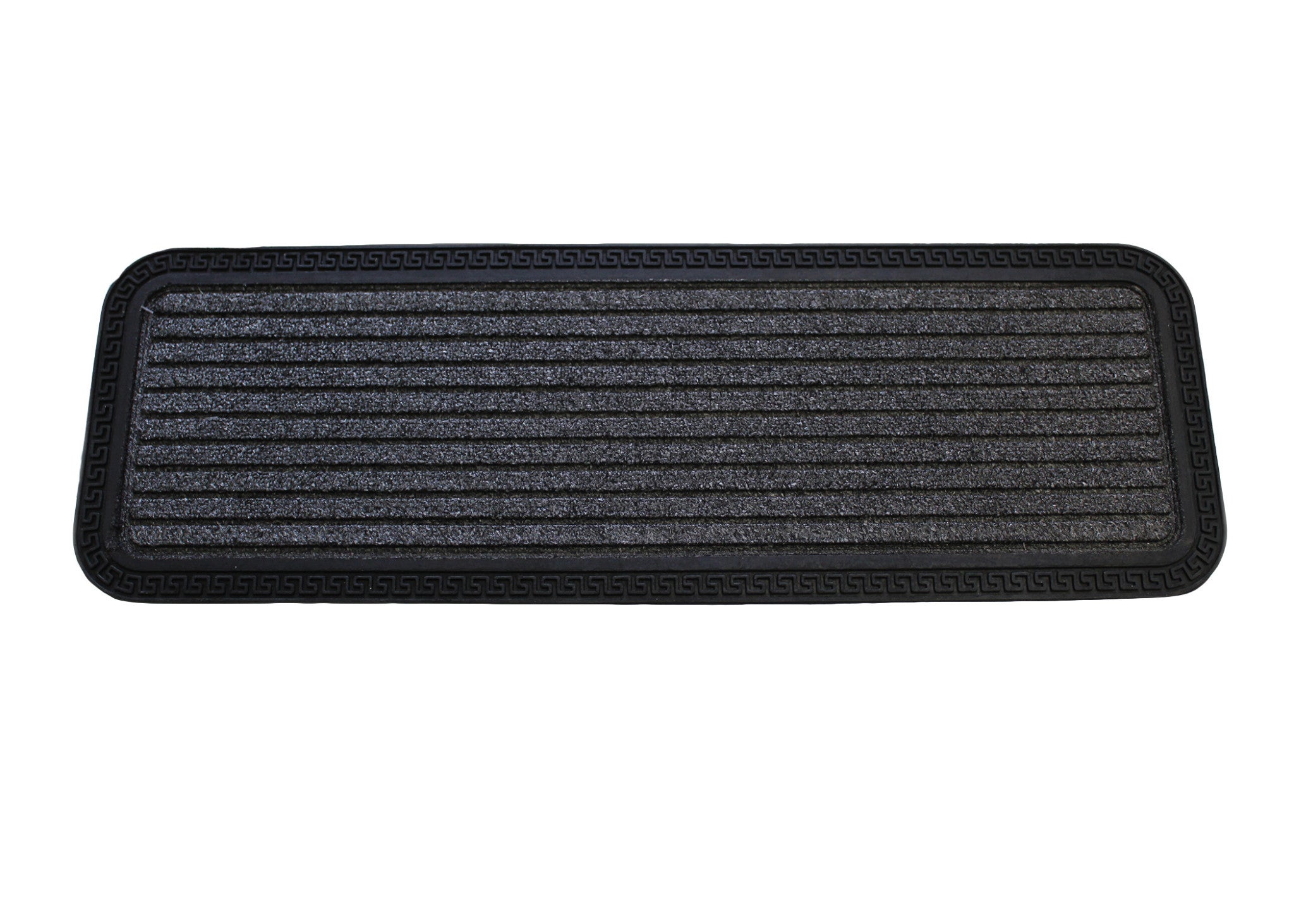 10" X 30" Gray Synthetic Fiber Striped Outdoor Door Mat-1