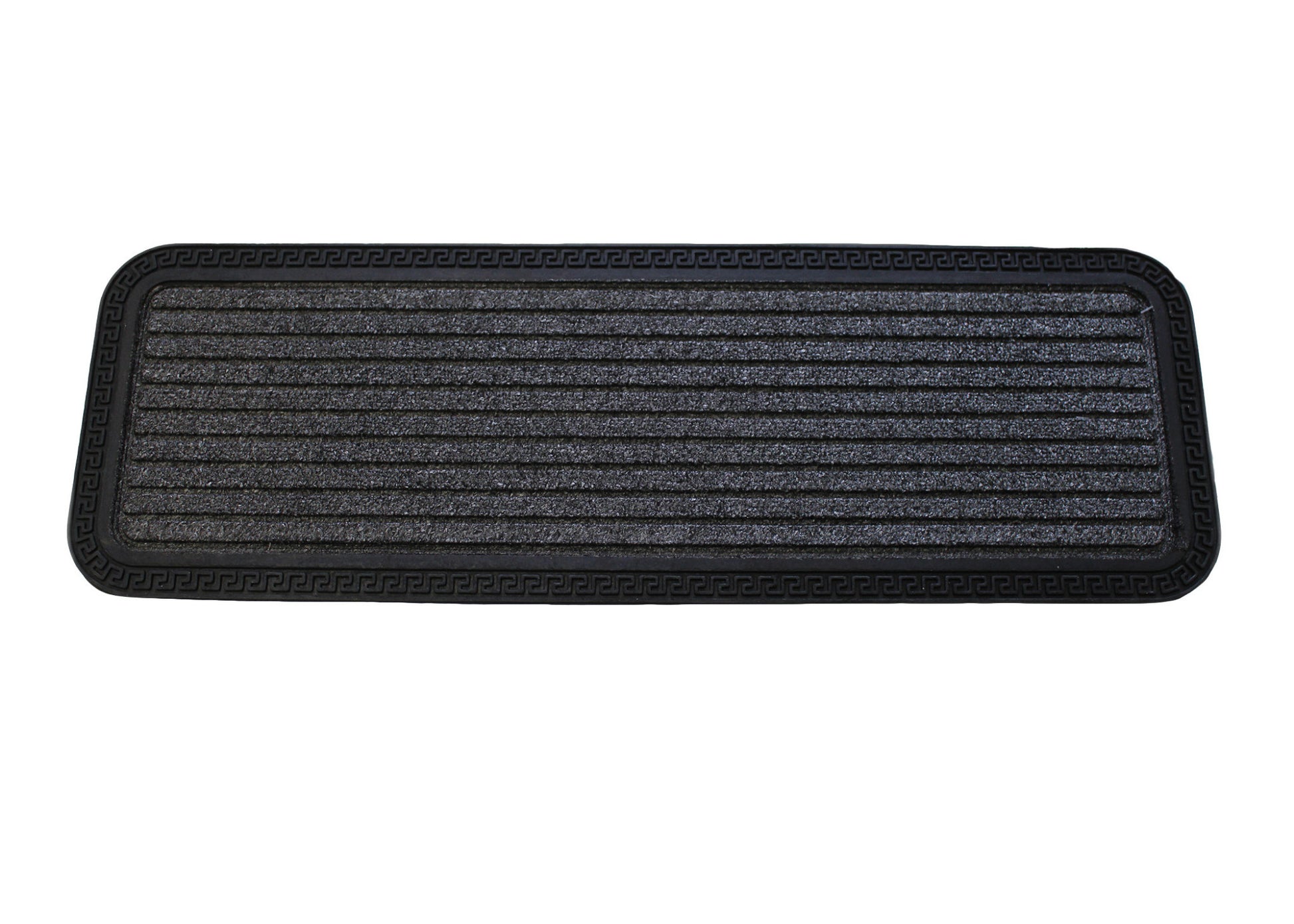 10" X 30" Gray Synthetic Fiber Striped Outdoor Door Mat-2