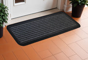 10" X 30" Gray Synthetic Fiber Striped Outdoor Door Mat-0