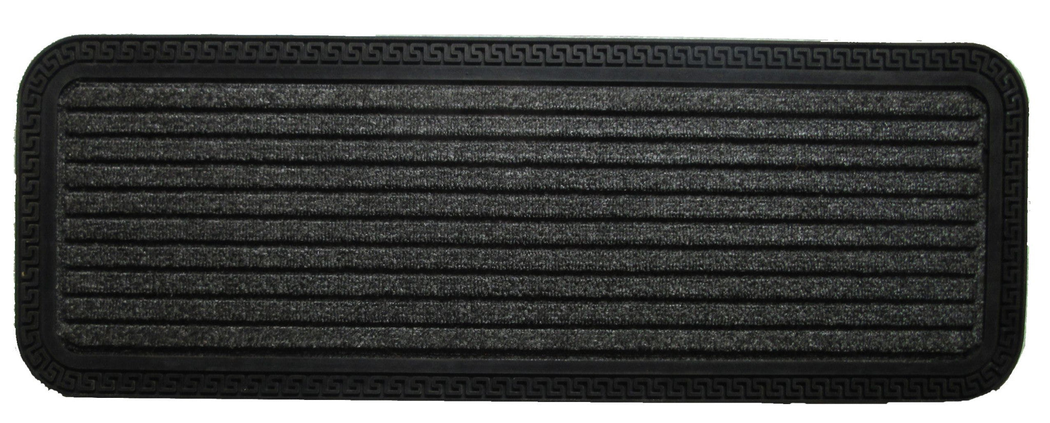 10" X 48" Gray Synthetic Fiber Striped Outdoor Door Mat-1