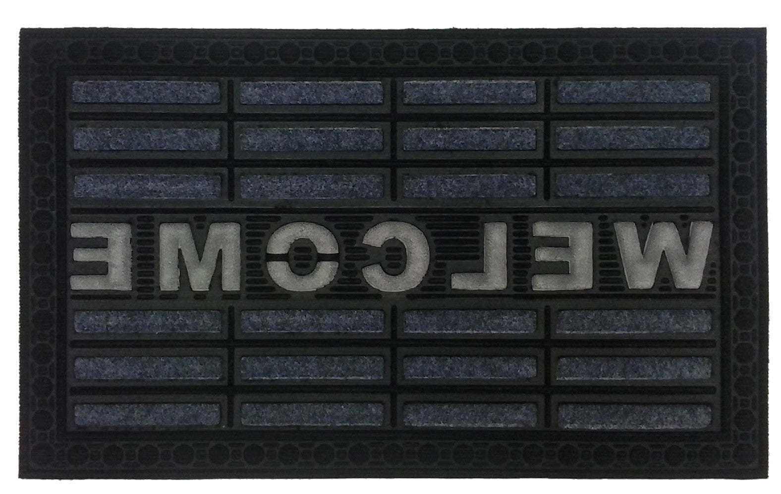 18" X 30" Gray Synthetic Fiber Abstract Outdoor Door Mat-3