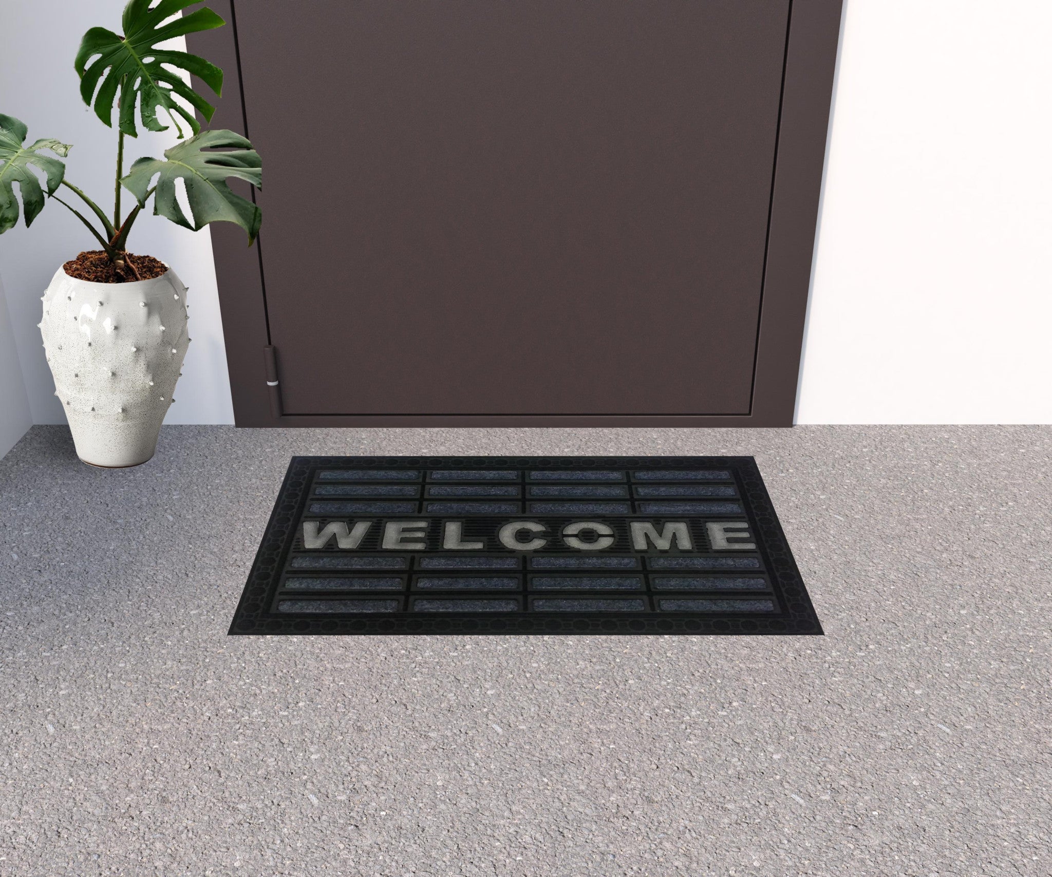 18" X 30" Gray Synthetic Fiber Abstract Outdoor Door Mat-1