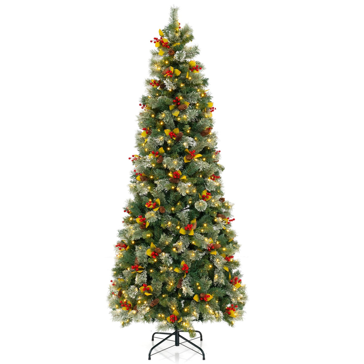 5/7.5/9 FT Pre-Lit Artificial Christmas Tree with 453/1096/1416 PVC and Pine Needles-L-Christmas Trees-DECOROLALA
