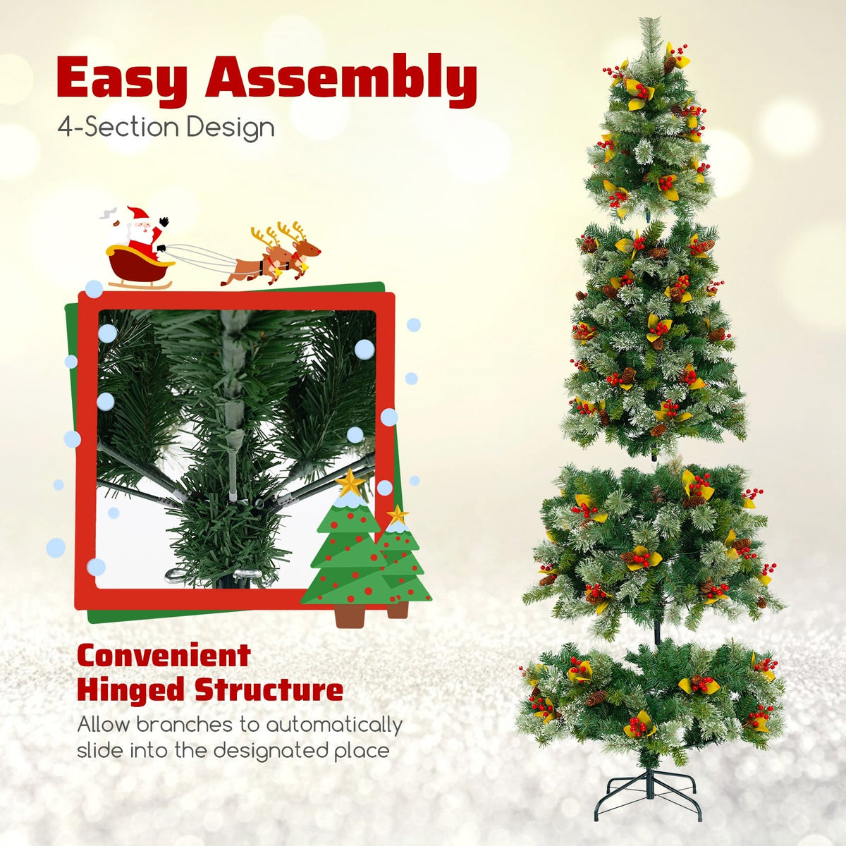 5/7.5/9 FT Pre-Lit Artificial Christmas Tree with 453/1096/1416 PVC and Pine Needles-L-Christmas Trees-DECOROLALA