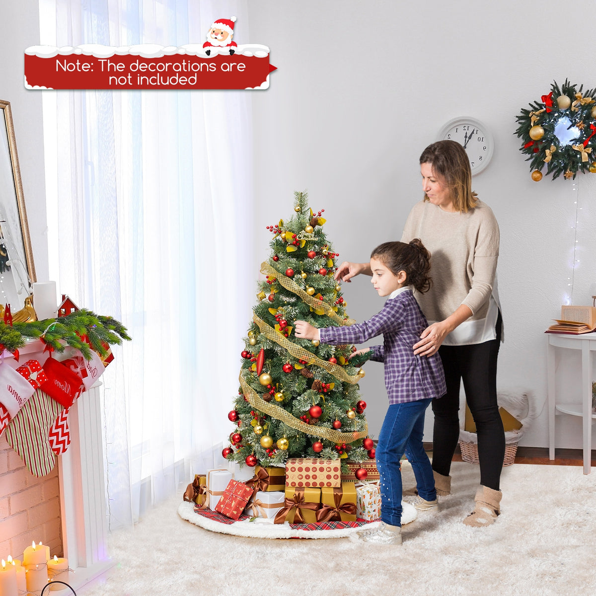 5/7.5/9 FT Pre-Lit Artificial Christmas Tree with 453/1096/1416 PVC and Pine Needles-S-Christmas Trees-DECOROLALA