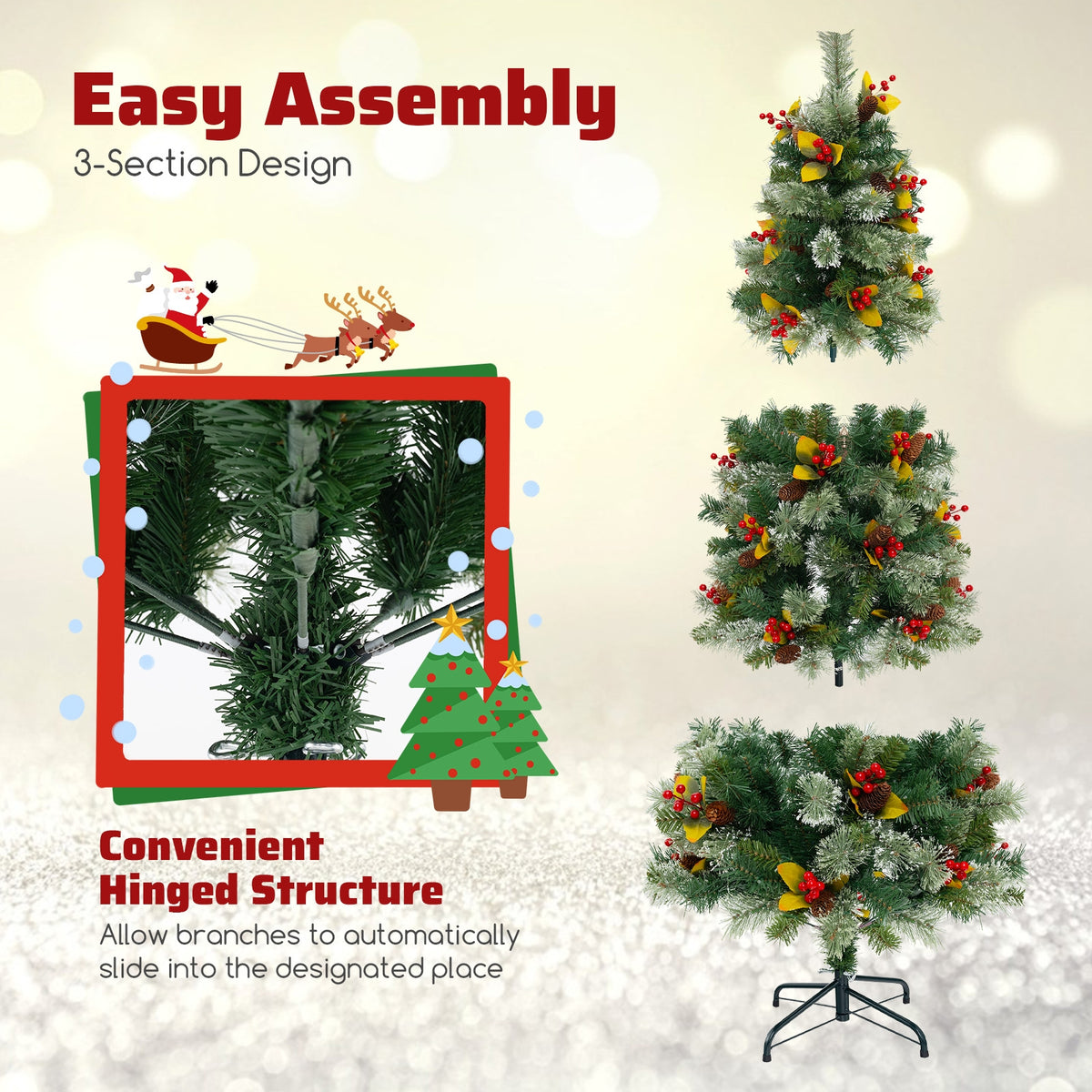 5/7.5/9 FT Pre-Lit Artificial Christmas Tree with 453/1096/1416 PVC and Pine Needles-S-Christmas Trees-DECOROLALA