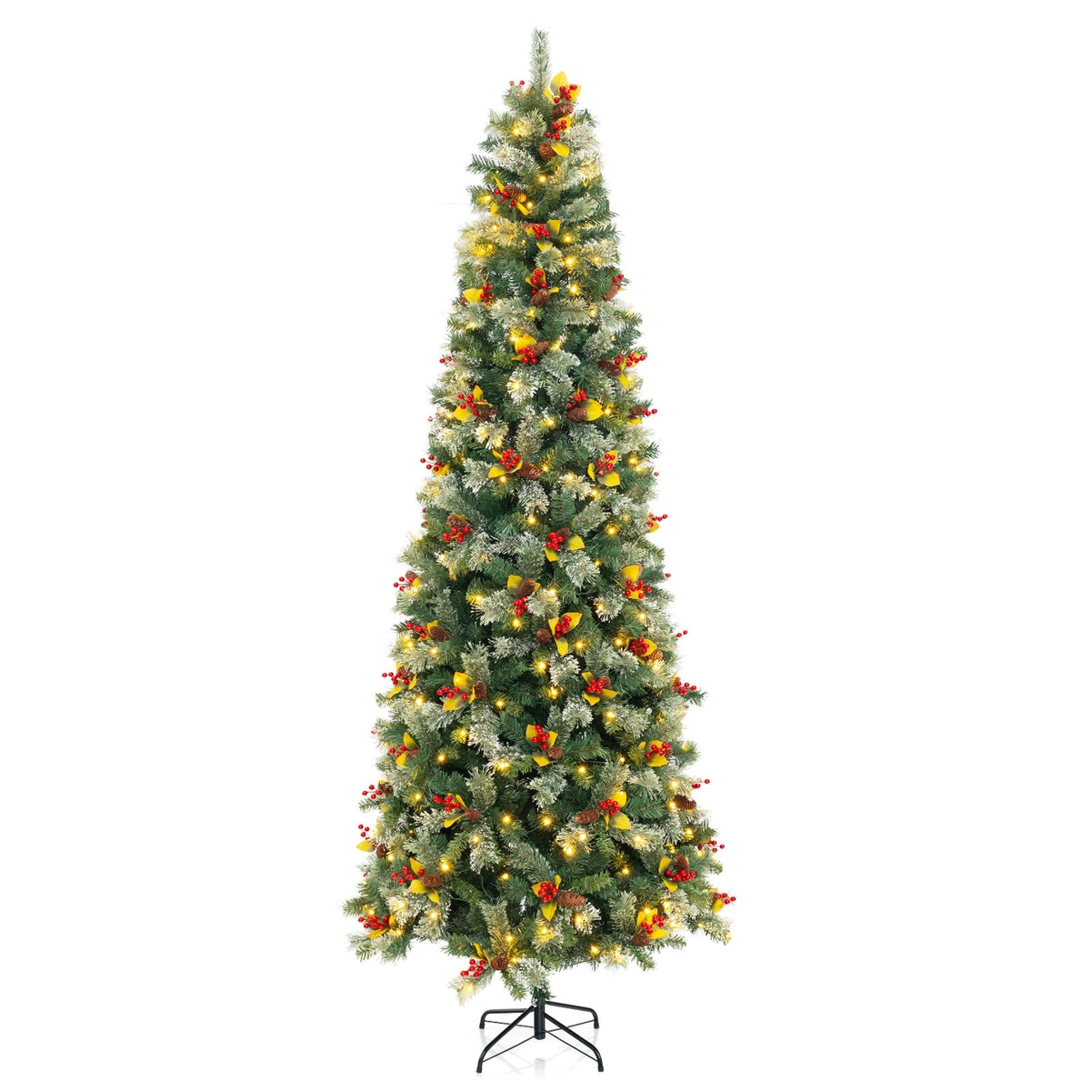 5/7.5/9 FT Pre-Lit Artificial Christmas Tree with 453/1096/1416 PVC and Pine Needles-XL-Christmas Trees-DECOROLALA