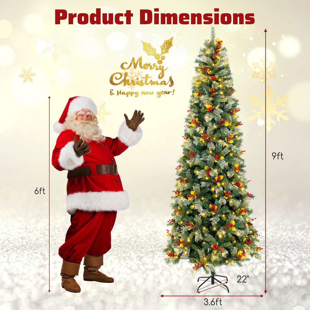 5/7.5/9 FT Pre-Lit Artificial Christmas Tree with 453/1096/1416 PVC and Pine Needles-XL-Christmas Trees-DECOROLALA