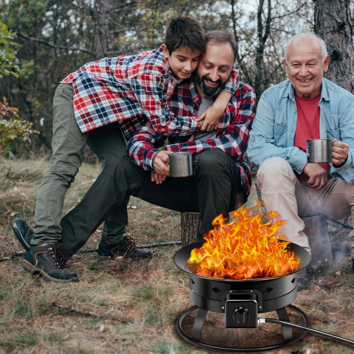 58 000BTU Firebowl Outdoor Portable Propane Gas Fire Pit with Cover and Carry Kit-Fire Pits-DECOROLALA