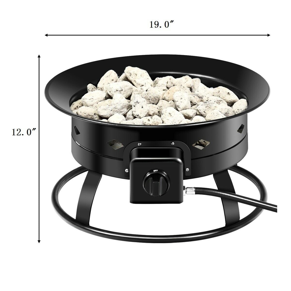 58 000BTU Firebowl Outdoor Portable Propane Gas Fire Pit with Cover and Carry Kit-Fire Pits-DECOROLALA