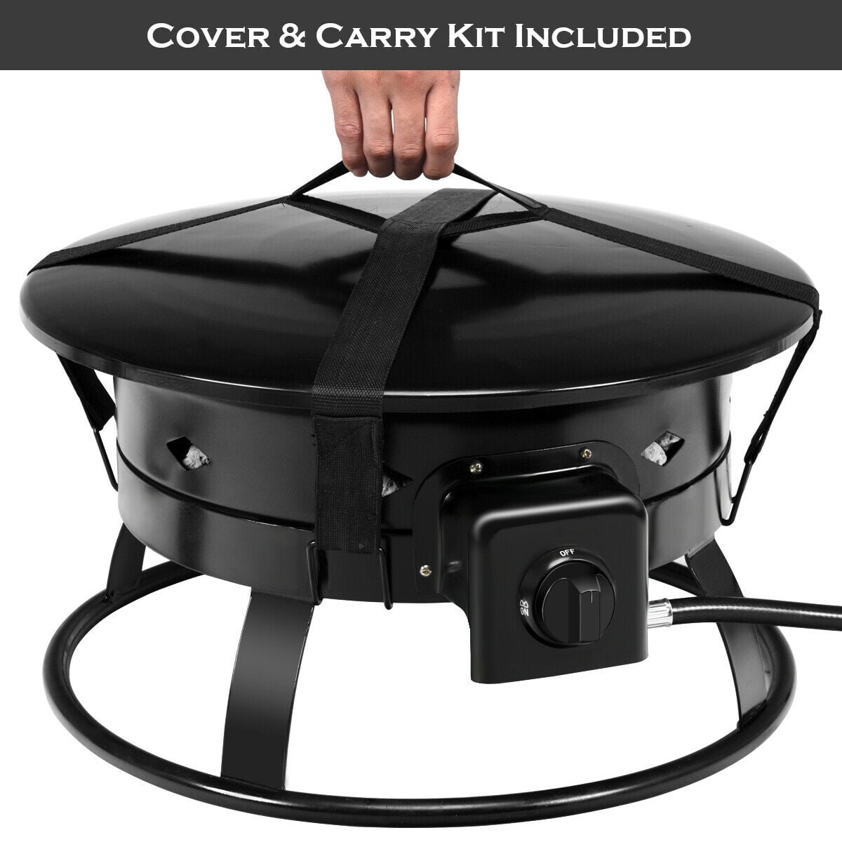 58 000BTU Firebowl Outdoor Portable Propane Gas Fire Pit with Cover and Carry Kit-Fire Pits-DECOROLALA