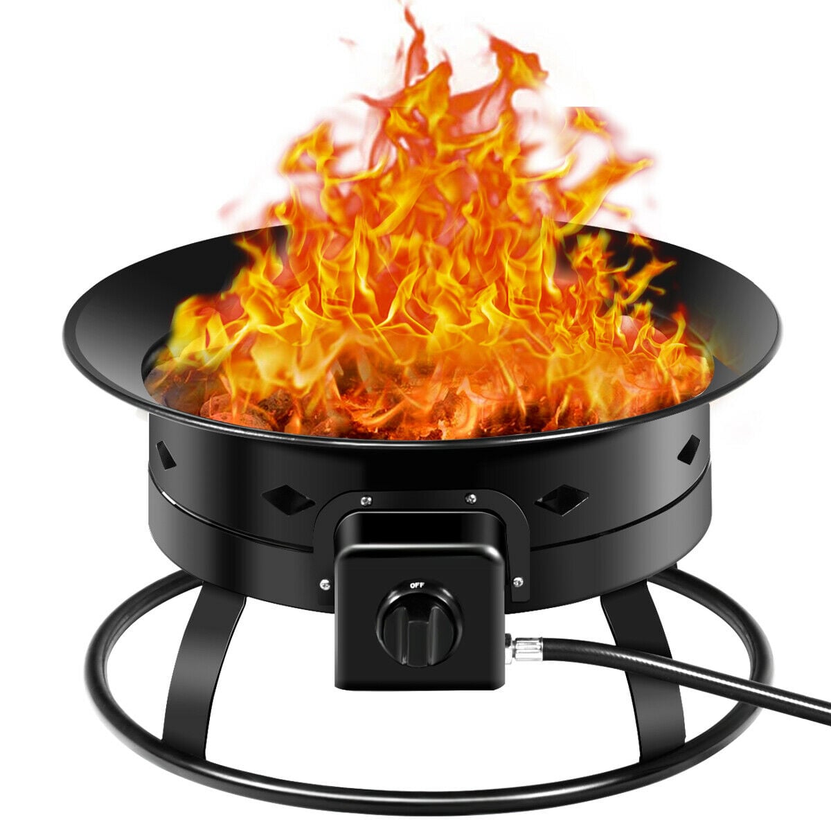 58 000BTU Firebowl Outdoor Portable Propane Gas Fire Pit with Cover and Carry Kit-Fire Pits-DECOROLALA