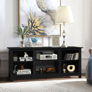 58" 2-Tier TV Stand Media Console - Black Engineered Wood-Entertainment Centers & TV Stands-DECOROLALA