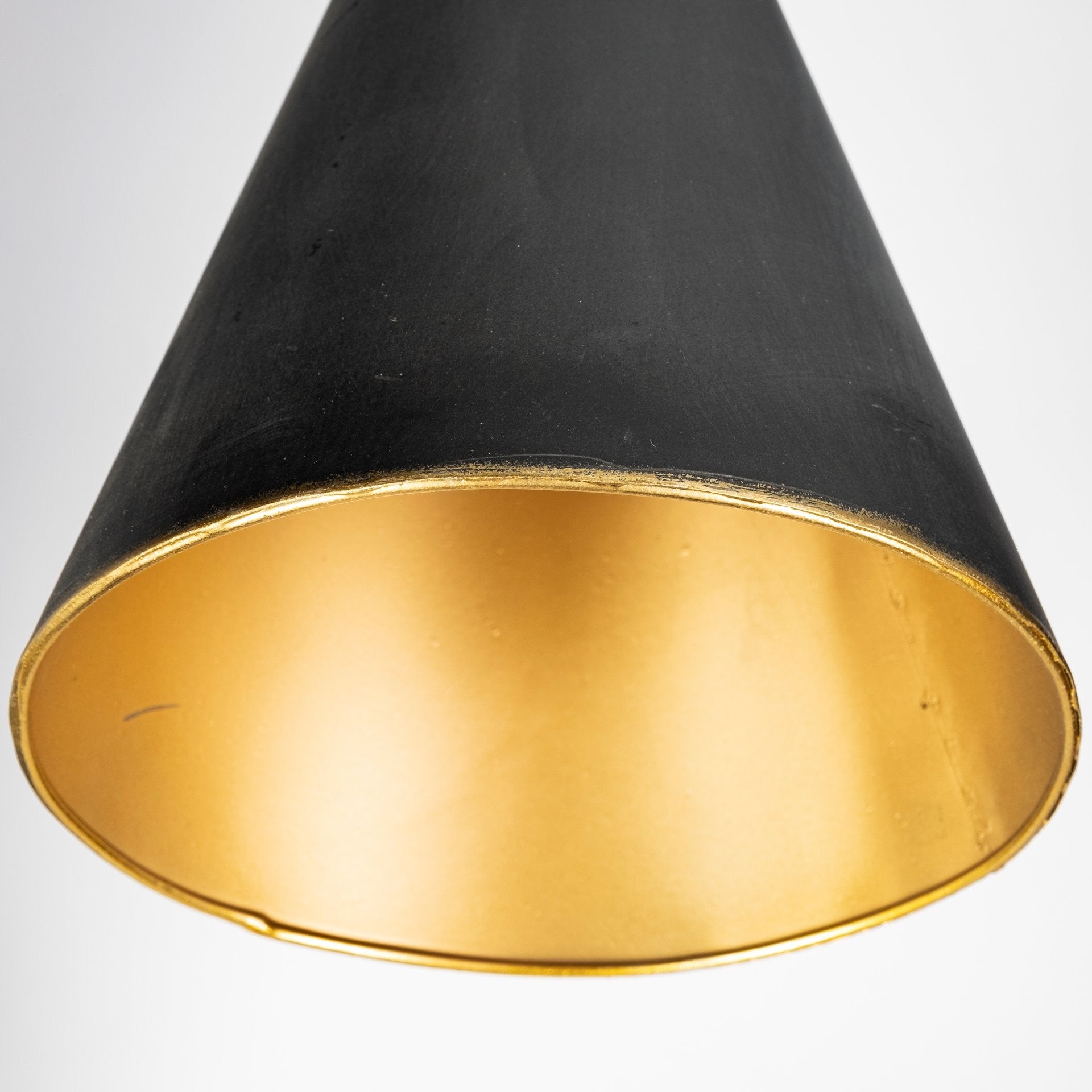 58" Black Metal Tripod Floor Lamp With Black And Gold Metal Cone Shade-Floor Lamps-DECOROLALA