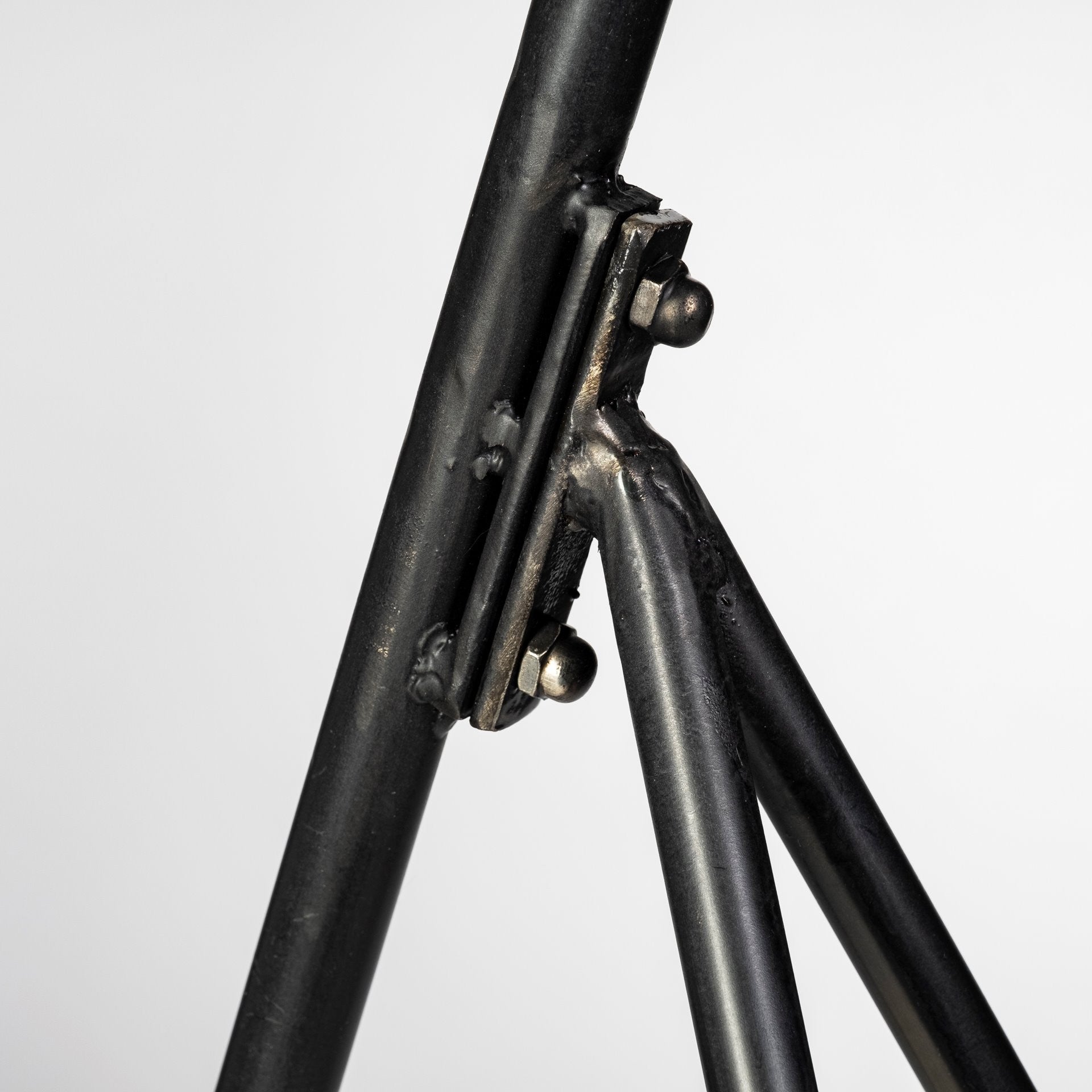 58" Black Metal Tripod Floor Lamp With Black And Gold Metal Cone Shade-Floor Lamps-DECOROLALA